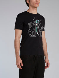 Marvin the Martian Black Cotton T-Shirt