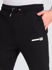 Black Contrast Tape Track Pants