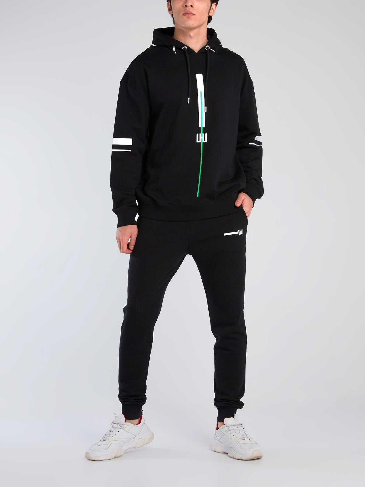 Black Contrast Tape Track Pants