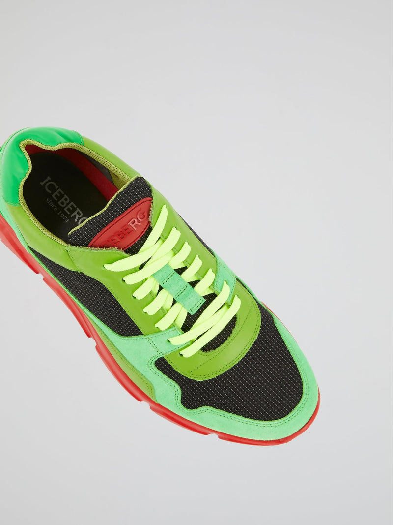 Colour Block Lace-Up Sneakers