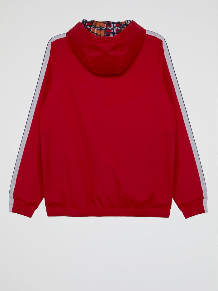 Agnolo Red Drawstring Windbreaker