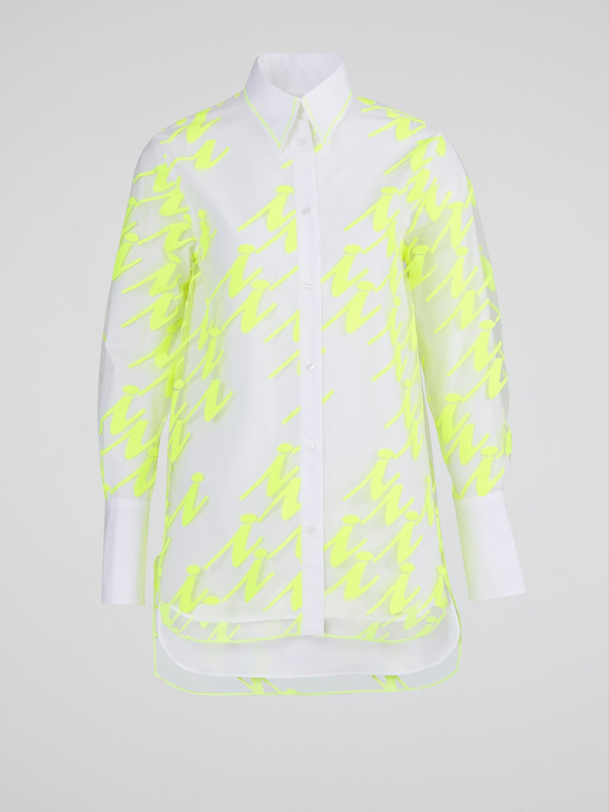 White Overlay Print High-Low Shirt