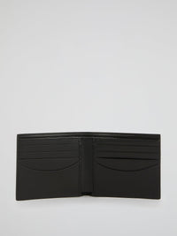 Black Logo Print Leather Pocket Wallet