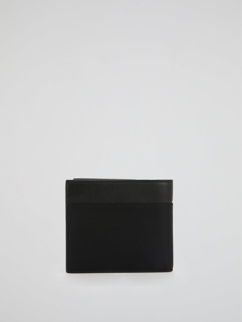 Black Logo Print Leather Pocket Wallet