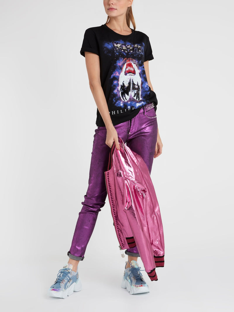 Rock Band Sequin Detail T-Shirt