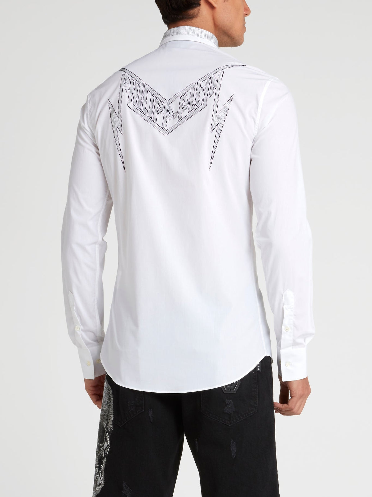 White Studded Long Sleeve Shirt