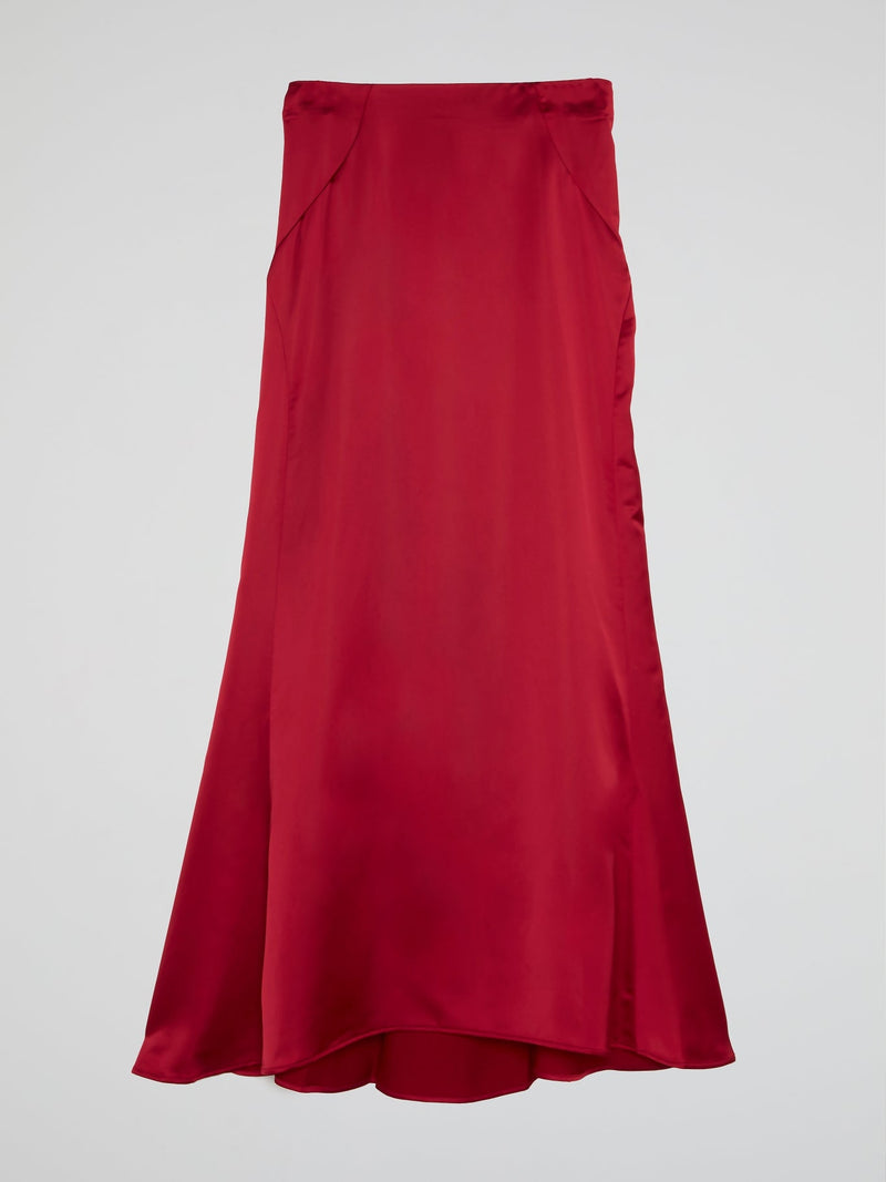 Red Godet Maxi Skirts