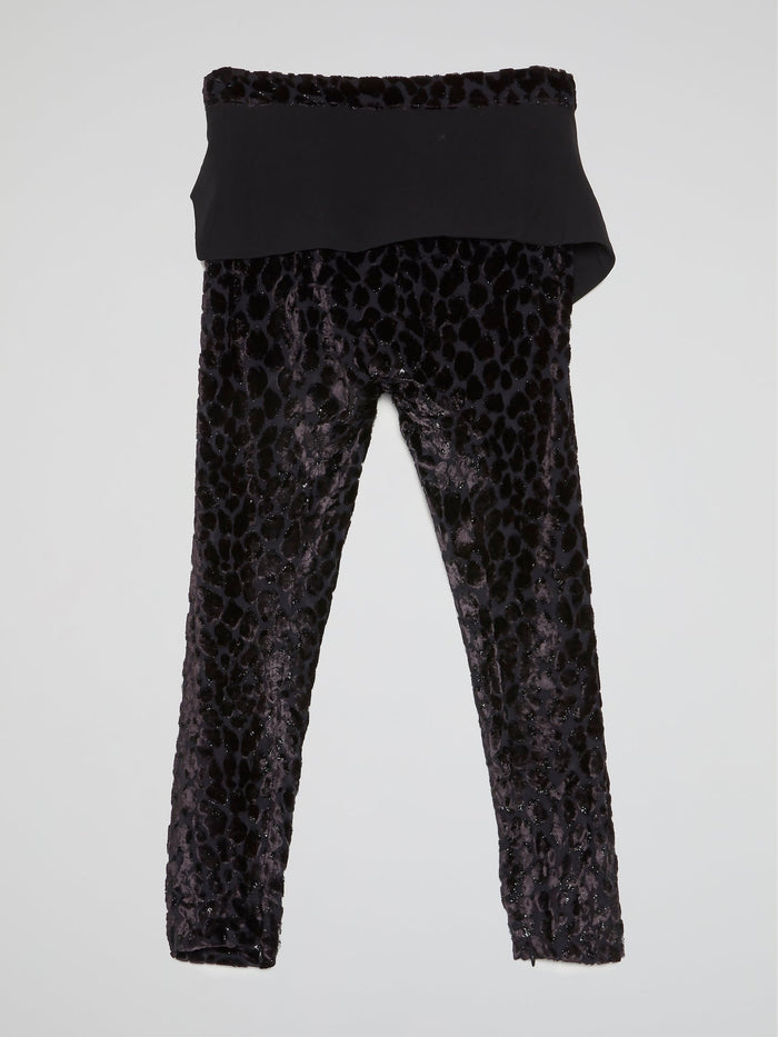 Black Animal Print Glittered Pants