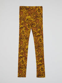 Yellow Floral Print Leggings