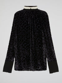 Black Glittered High Neck Shirt