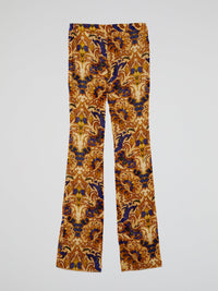 Baroque Print Bootcut Pants