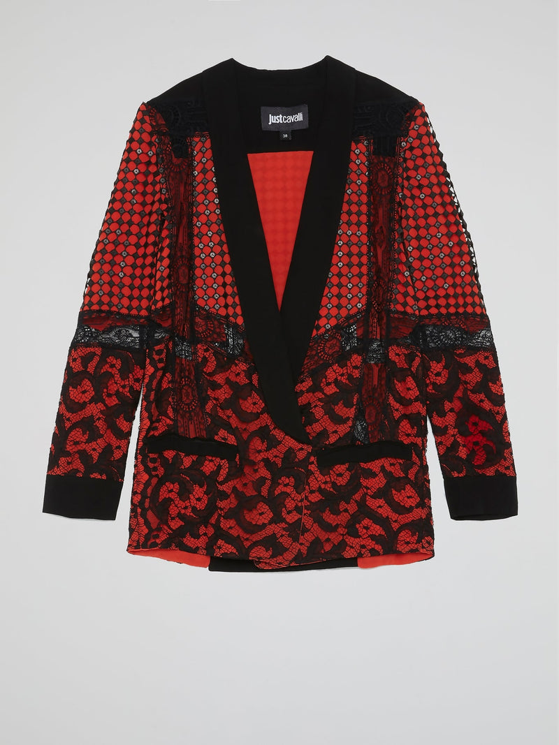 Red Lace Detail Blazer