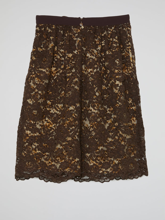 Brown Drawstring Lace Skirt