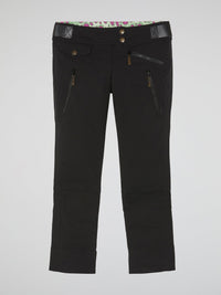 Black Zipper-Detail Pants