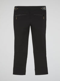 Black Zipper-Detail Pants