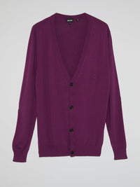 Purple Button Up Cardigan