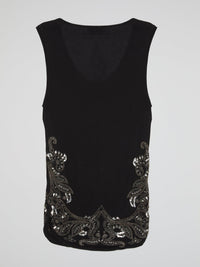 Black Crystal Embellished Top