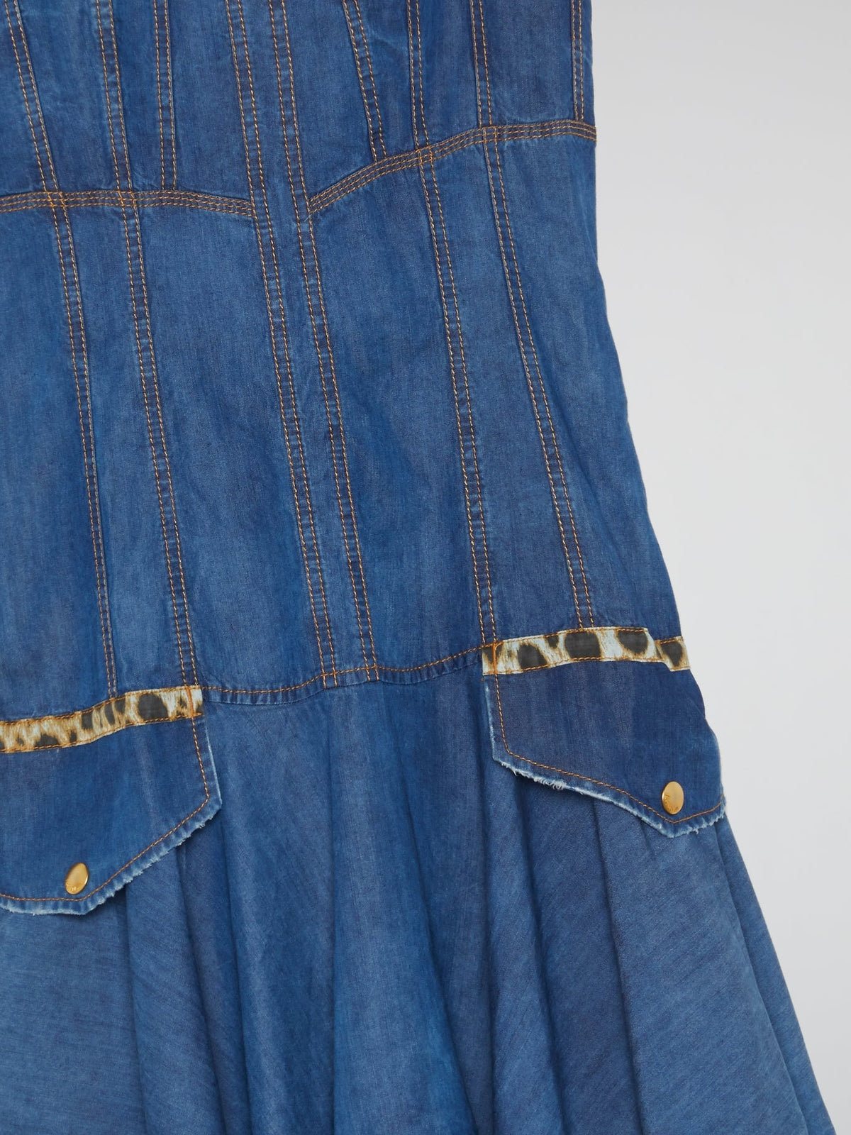 Blue Flared Denim Dress