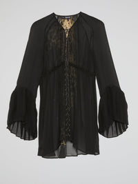 Black Flounce Sleeve Victorian Top