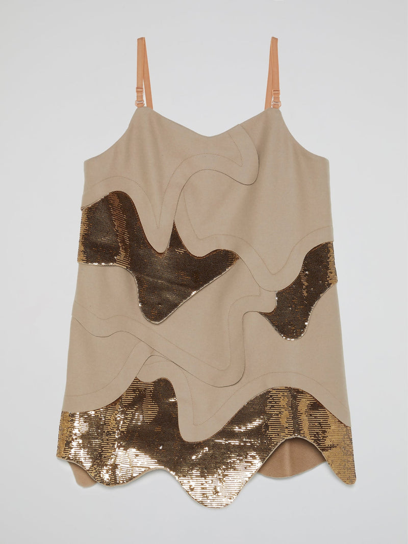 Beige Sequin Embellished Cami Top