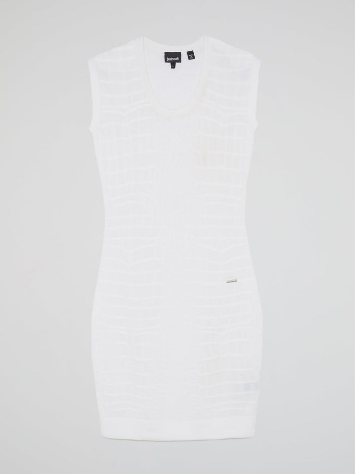 White Reptilian Sleeveless Dress