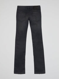 Black Distressed Straight Cut Jeans