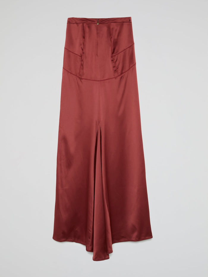 Burgundy Godet Maxi Skirt