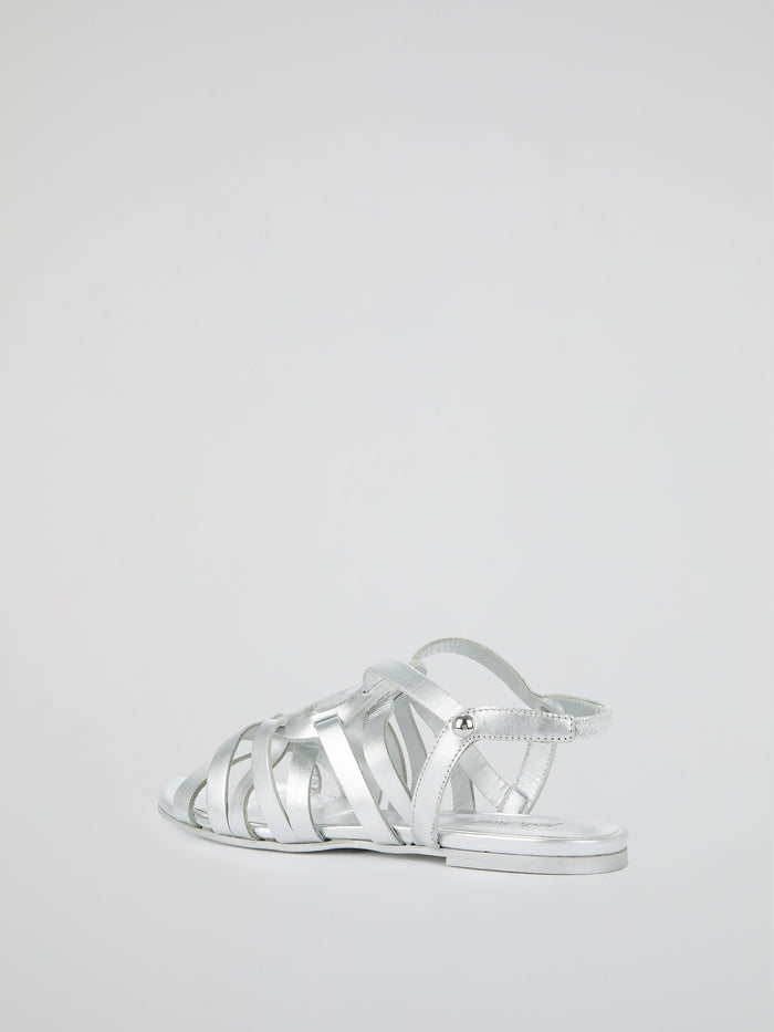 Metallic Cage Slingback Sandals