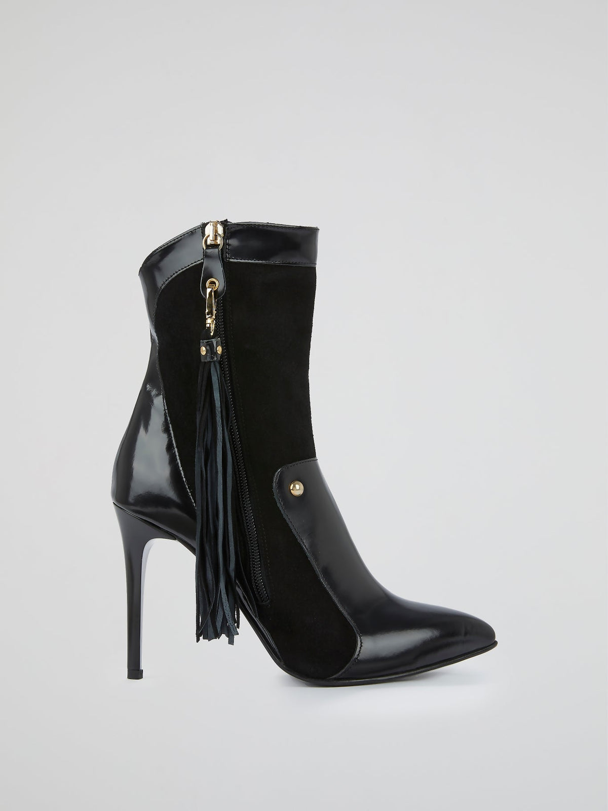 Black Tassel-Detail Boots