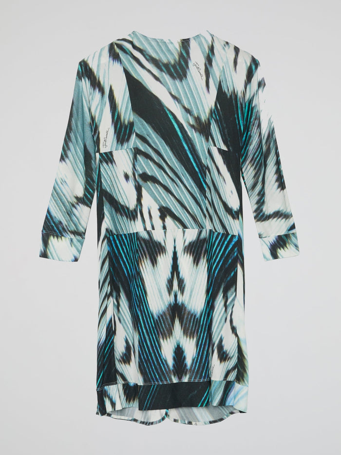 Printed Tie-Front Robe Dress