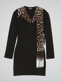 Black Leopard Print Panel Dress