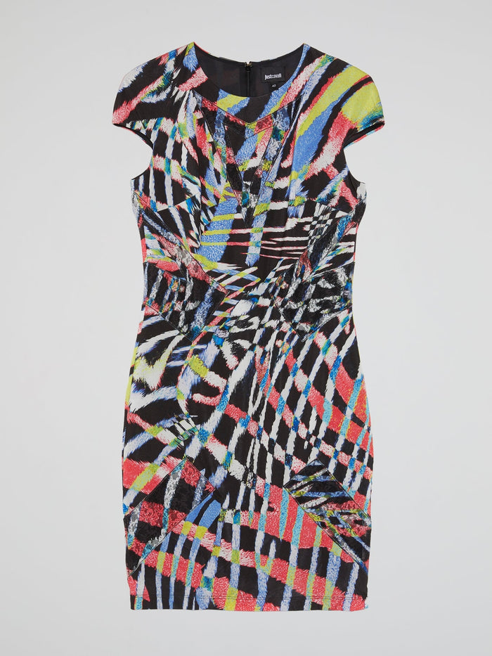 Printed Cap-Sleeve Sheath Dress