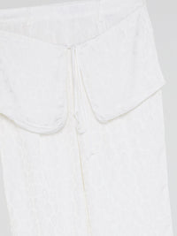 White Printed Flap Trousers