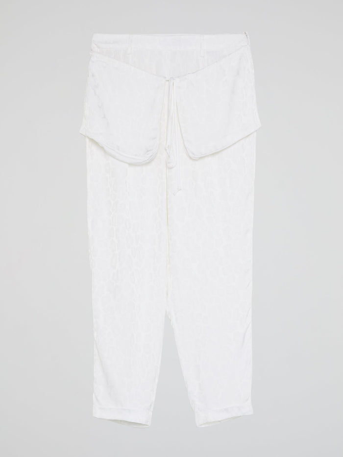 White Printed Flap Trousers