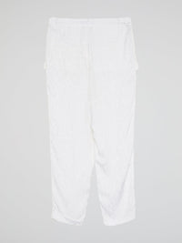 White Printed Flap Trousers