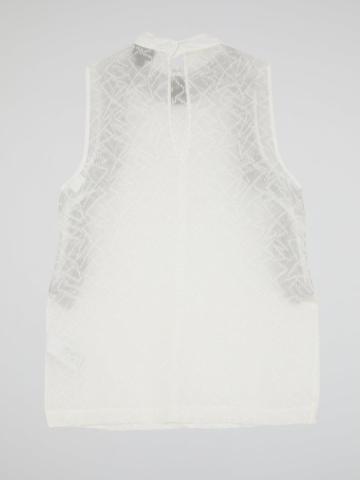 White Frill Detail Sleeveless Top