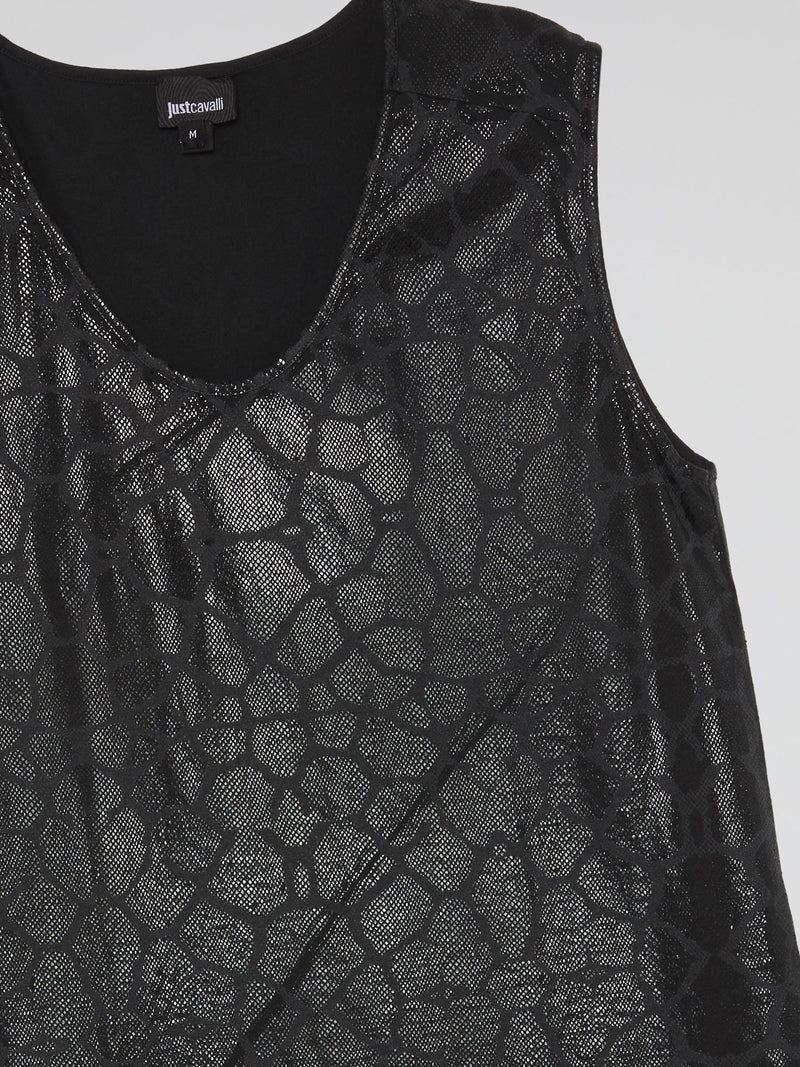 Black Reptilian Sleeveless Top