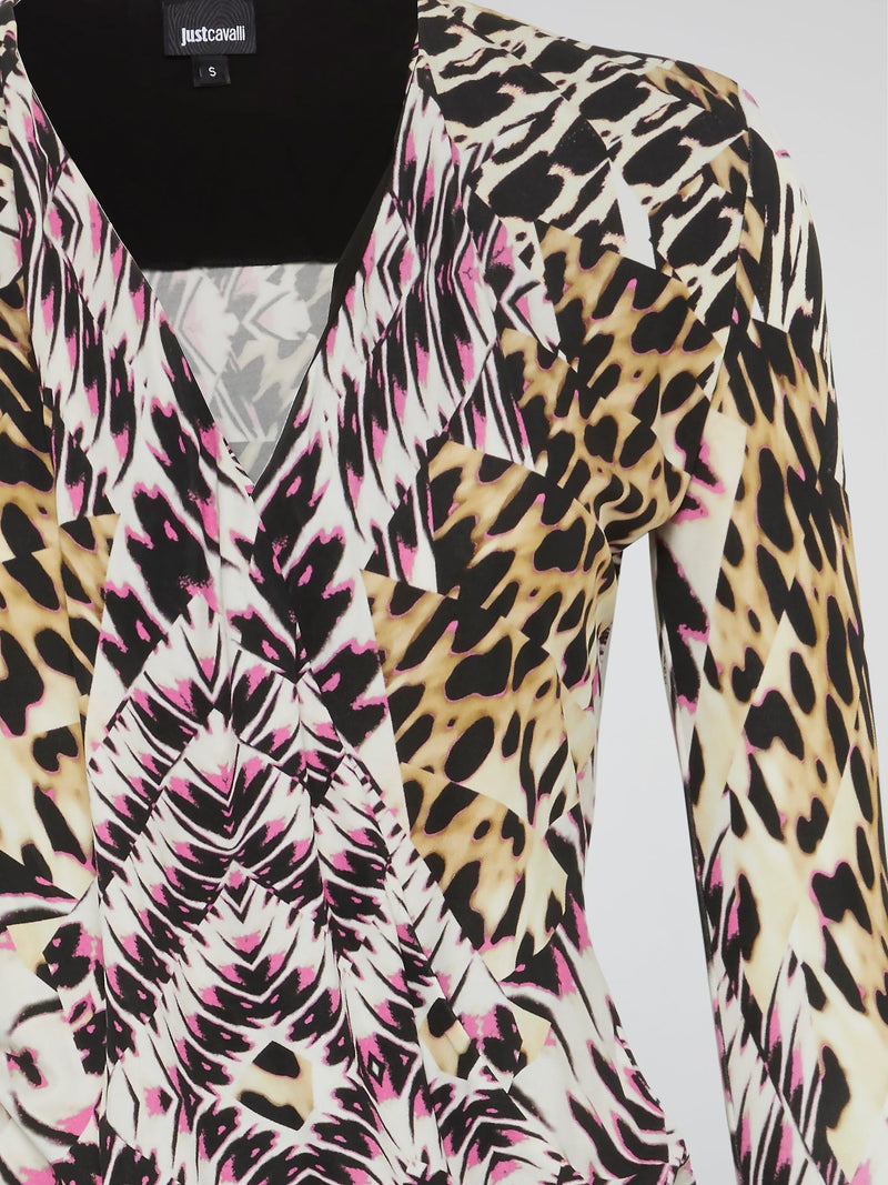 Animal Print V-Neck Top