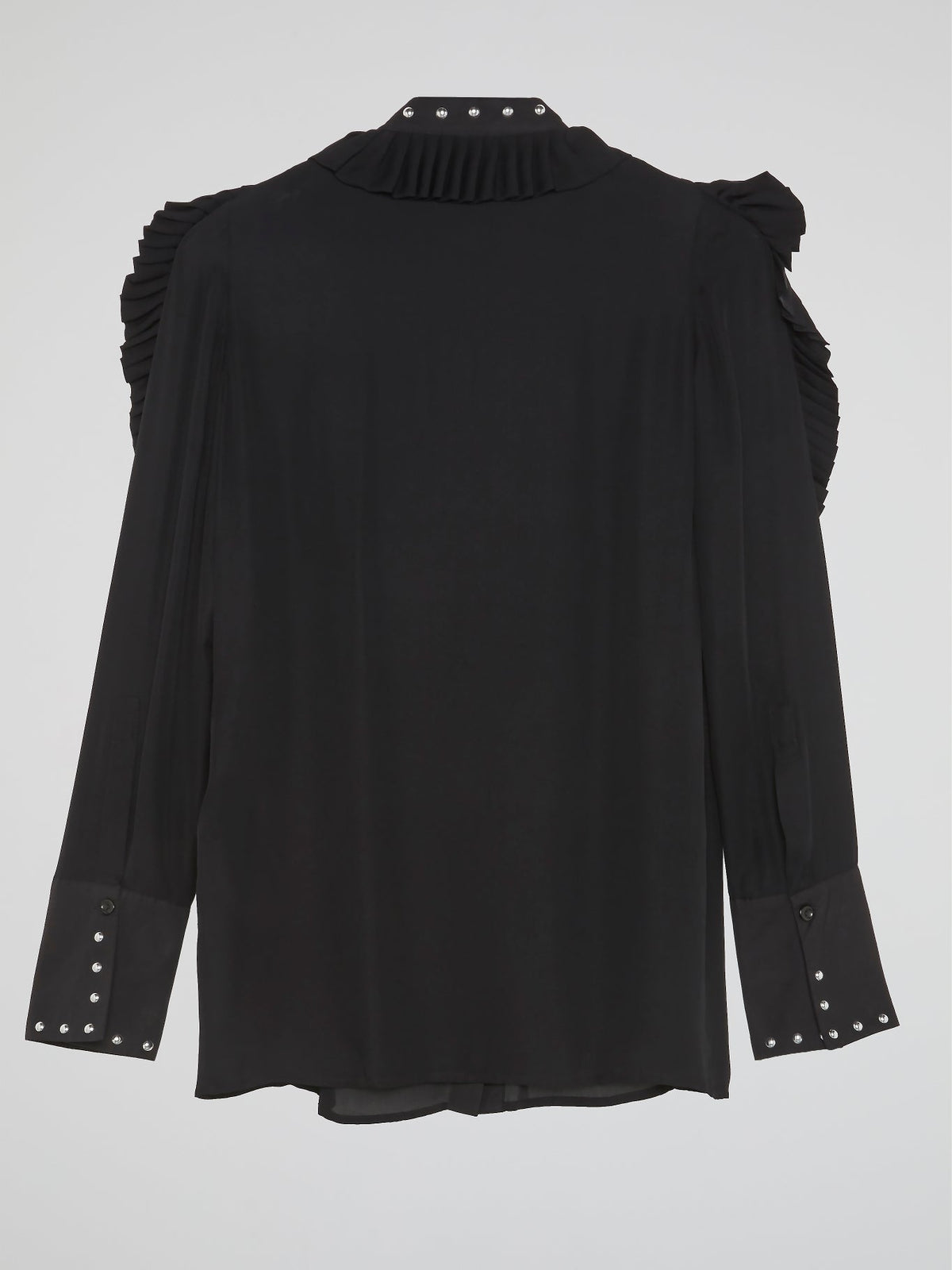 Black Frill-Detail Blouse