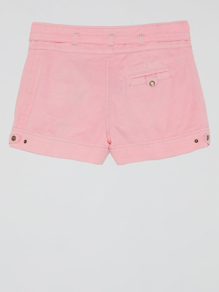 Pink Belted Mini Shorts