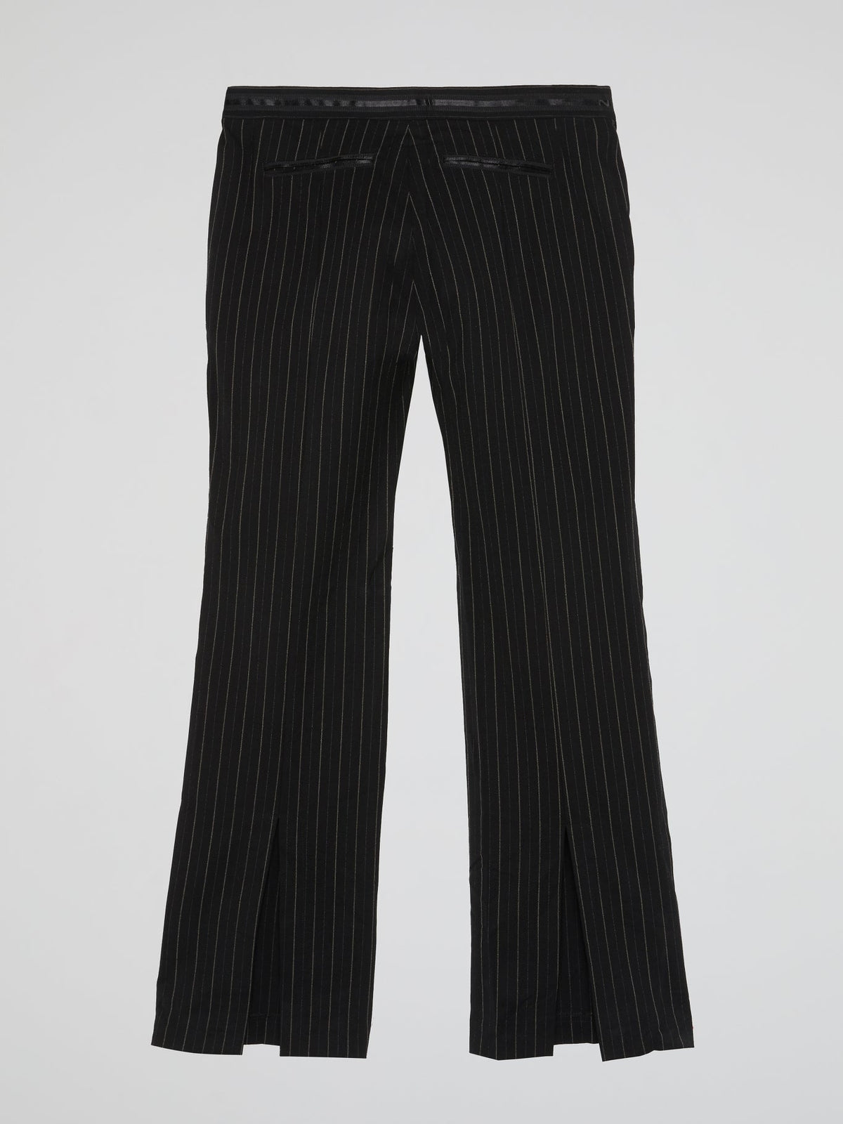 Black Pinstripe Slit Pants