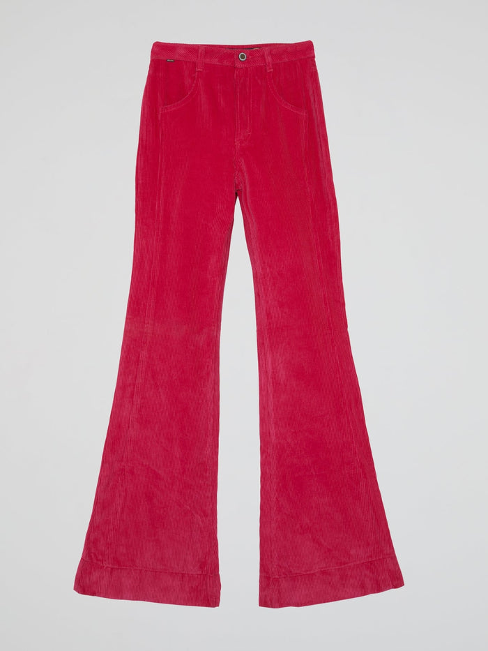 Pink Corduroy Flared Pants