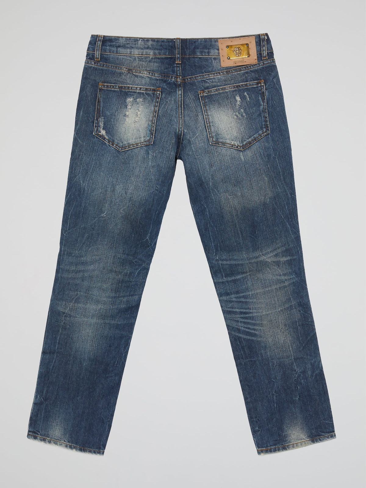 Blue Distressed Capri Jeans