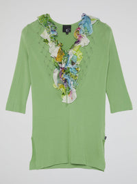Green Frill-Detail Top