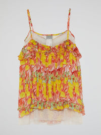 Printed Sleeveless Frill Top