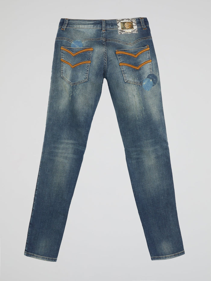 Perforated Denim Jeans