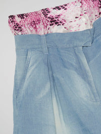 Blue Contrast Waist Shorts