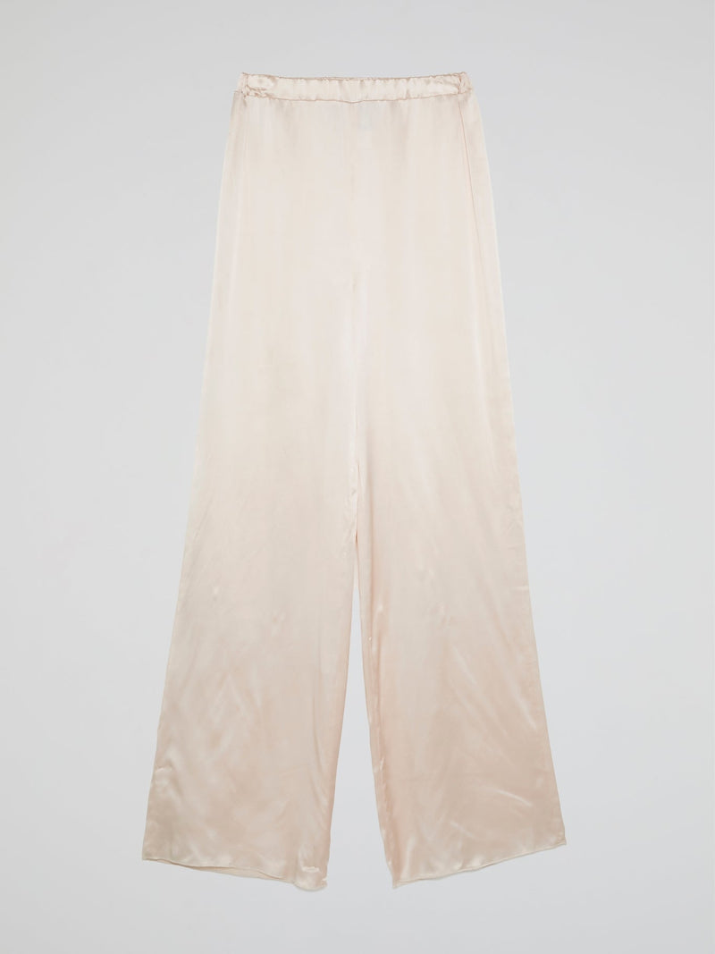 White Elastic Waist Palazzo Pants