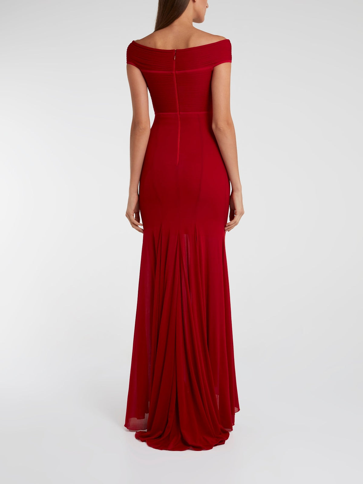 Red Off-The-Shoulder Maxi Dress