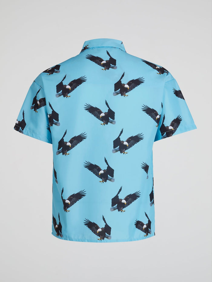 Eagle All Over Print Satin Shirt